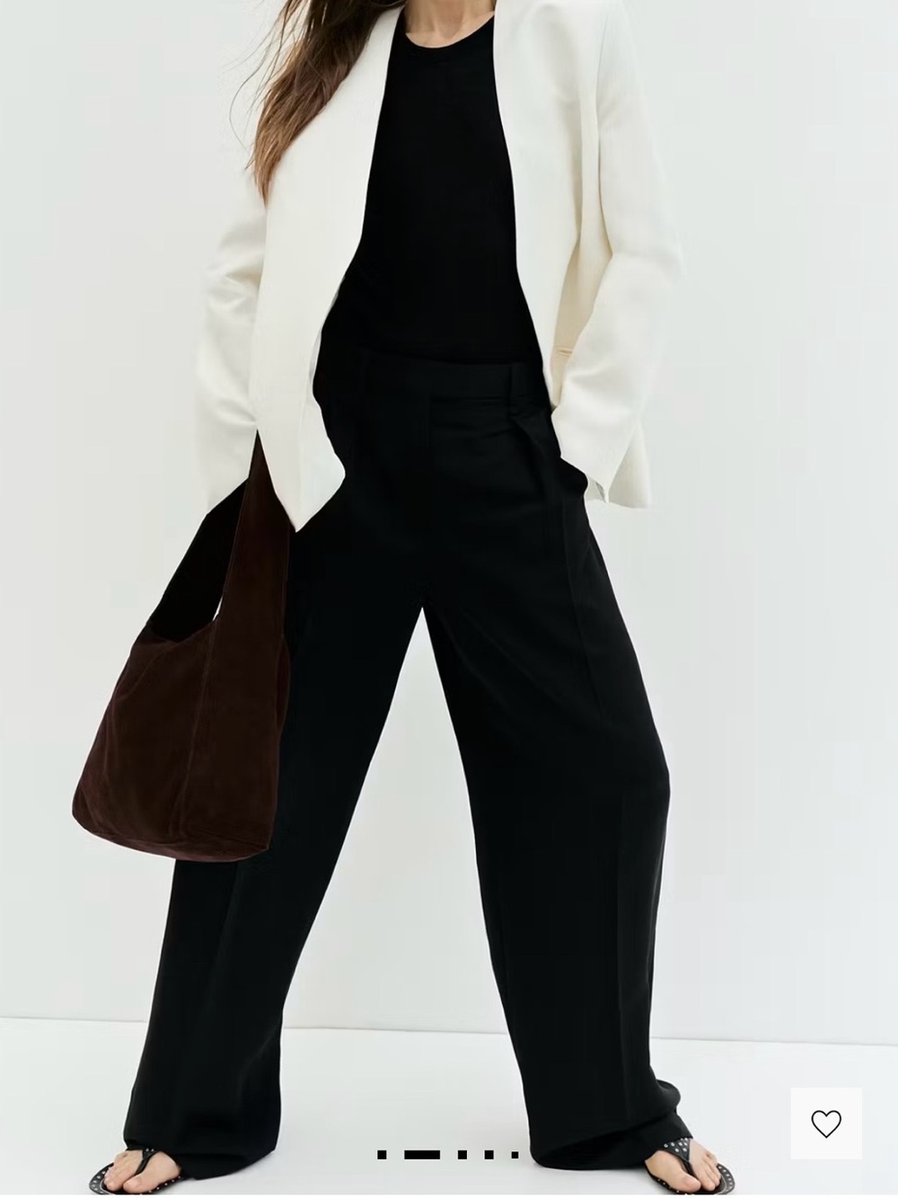 Suede Shoulder Bag - Chocolate Brown - Picture 6 of 7
